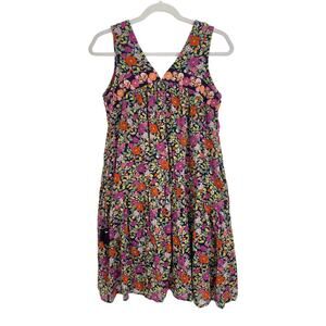 Anthropologie Aida Embroidered Multicolor Floral Print Mini Swing Dress Coverup